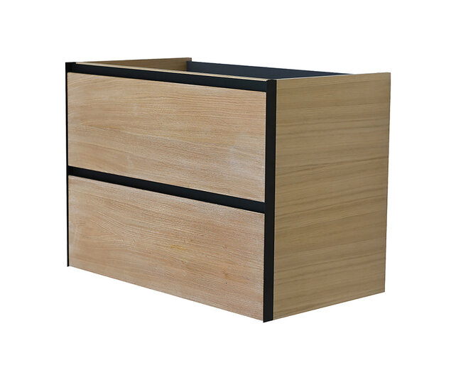 Wastafelonderkast 80cm naturel eik/mat zwart⎢Wiesbaden Lotus⎢onderkast met 2 laden - 32.3686 Wastafelonderkast 80cm naturel eik/mat zwart⎢Wiesbaden Lotus⎢onderkast met 2 laden - 32.3686