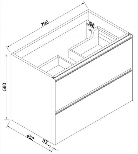 Wastafelonderkast 80cm naturel eik/mat zwart⎢Wiesbaden Lotus⎢onderkast met 2 laden - 32.3686 Wastafelonderkast 80cm naturel eik/mat zwart⎢Wiesbaden Lotus⎢onderkast met 2 laden - 32.3686
