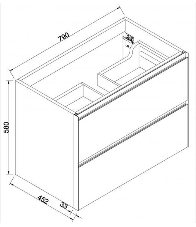 Wiesbaden Wastafelonderkast 80cm naturel eik/mat zwart⎢Wiesbaden Lotus⎢onderkast met 2 laden - 32.3686