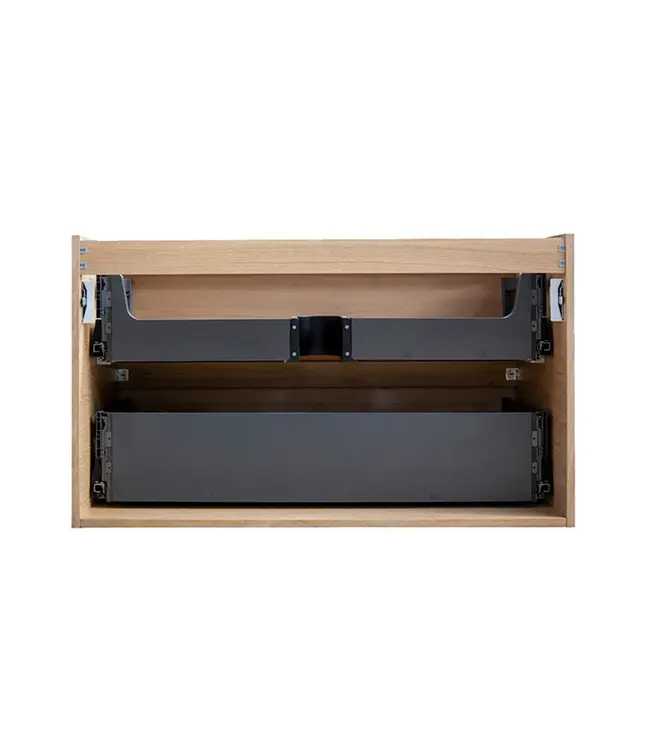 Wiesbaden Wastafelonderkast 100cm naturel eik/mat zwart⎢Wiesbaden Lotus⎢onderkast met 2 laden - 32.3688