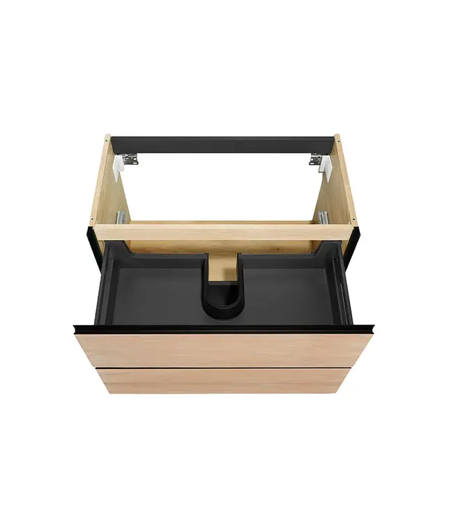 Wiesbaden Wastafelonderkast 100cm naturel eik/mat zwart⎢Wiesbaden Lotus⎢onderkast met 2 laden - 32.3688