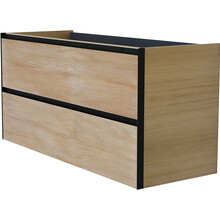 Wastafelonderkast 100cm naturel eik/mat zwart⎢Wiesbaden Lotus⎢onderkast met 2 laden - 32.3688