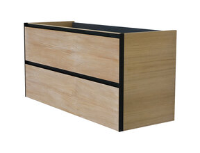 Wastafelonderkast 100cm naturel eik/mat zwart⎢Wiesbaden Lotus⎢onderkast met 2 laden - 32.3688