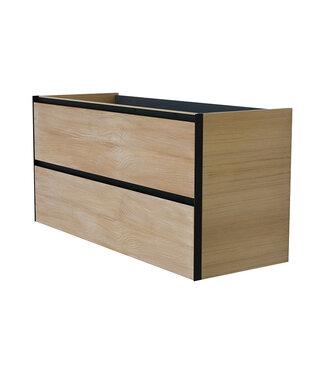 Wiesbaden Wastafelonderkast 100cm naturel eik/mat zwart⎢Wiesbaden Lotus⎢onderkast met 2 laden - 32.3688