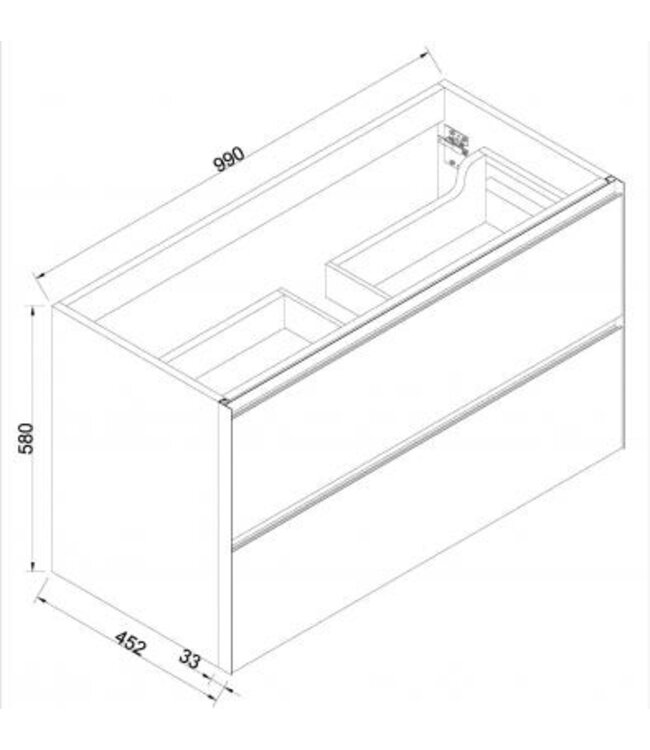 Wiesbaden Wastafelonderkast 100cm naturel eik/mat zwart⎢Wiesbaden Lotus⎢onderkast met 2 laden - 32.3688