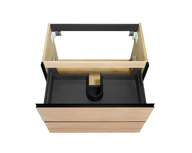 Wastafelonderkast 80cm naturel eik/mat zwart⎢Wiesbaden Lotus⎢onderkast met 2 laden - 32.3686 Wastafelonderkast 80cm naturel eik/mat zwart⎢Wiesbaden Lotus⎢onderkast met 2 laden - 32.3686