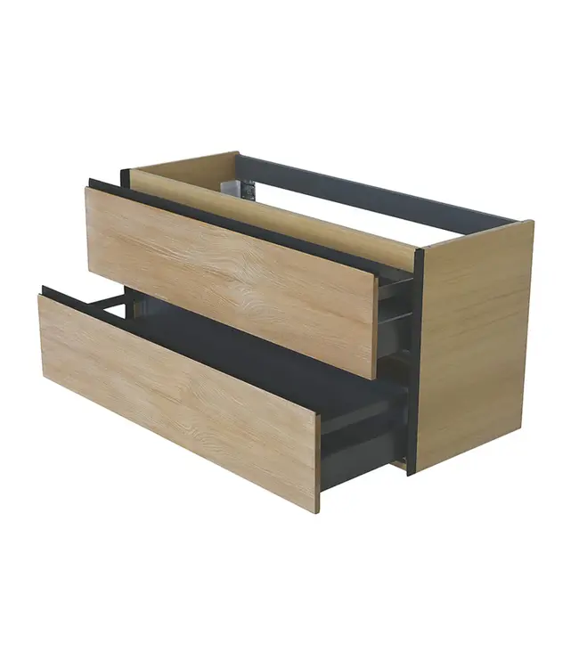 Wiesbaden Wastafelonderkast 120cm naturel eik/mat zwart⎢Wiesbaden Lotus⎢onderkast met 2 laden - 32.3689
