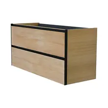 Wastafelonderkast 120cm naturel eik/mat zwart⎢Wiesbaden Lotus⎢onderkast met 2 laden - 32.3689