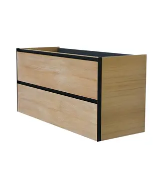 Wiesbaden Wastafelonderkast 120cm naturel eik/mat zwart⎢Wiesbaden Lotus⎢onderkast met 2 laden - 32.3689