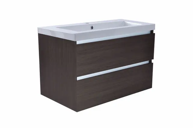 Wastafelonderkast 80cm Houtnerf Grijs⎢Wiesbaden Vision⎢onderkast met 2 laden - 38.3906