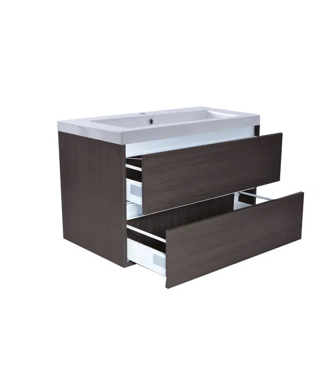 Wiesbaden Wastafelonderkast 80cm Houtnerf Grijs⎢Wiesbaden Vision⎢onderkast met 2 laden - 38.3906