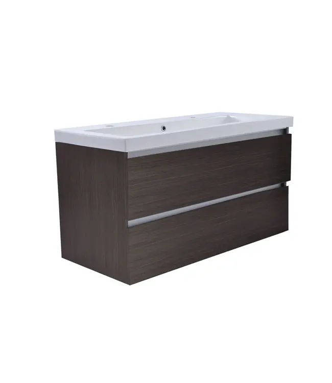 Wiesbaden Wastafelonderkast 100cm Houtnerf Grijs⎢Wiesbaden Vision⎢onderkast met 2 laden - 38.3907