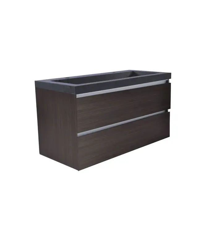 Wiesbaden Wastafelonderkast 100cm Houtnerf Grijs⎢Wiesbaden Vision⎢onderkast met 2 laden - 38.3907