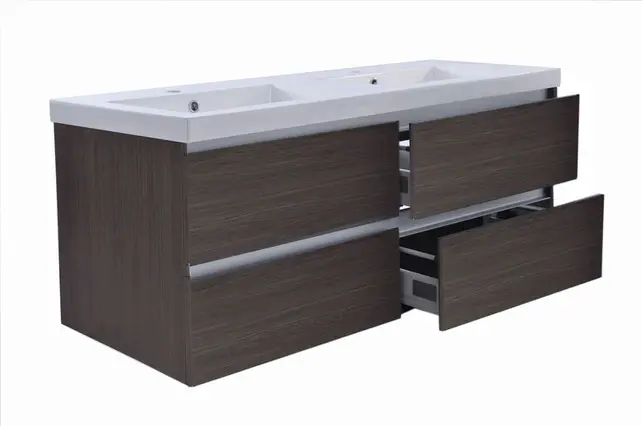 Wastafelonderkast 120cm Houtnerf Grijs⎢Wiesbaden Vision⎢onderkast met 4 laden - 38.3908