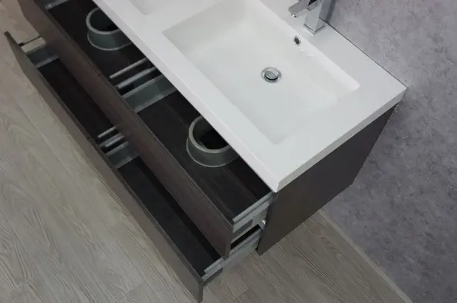 Wastafelonderkast 120cm Houtnerf Grijs⎢Wiesbaden Vision⎢onderkast met 4 laden - 38.3908