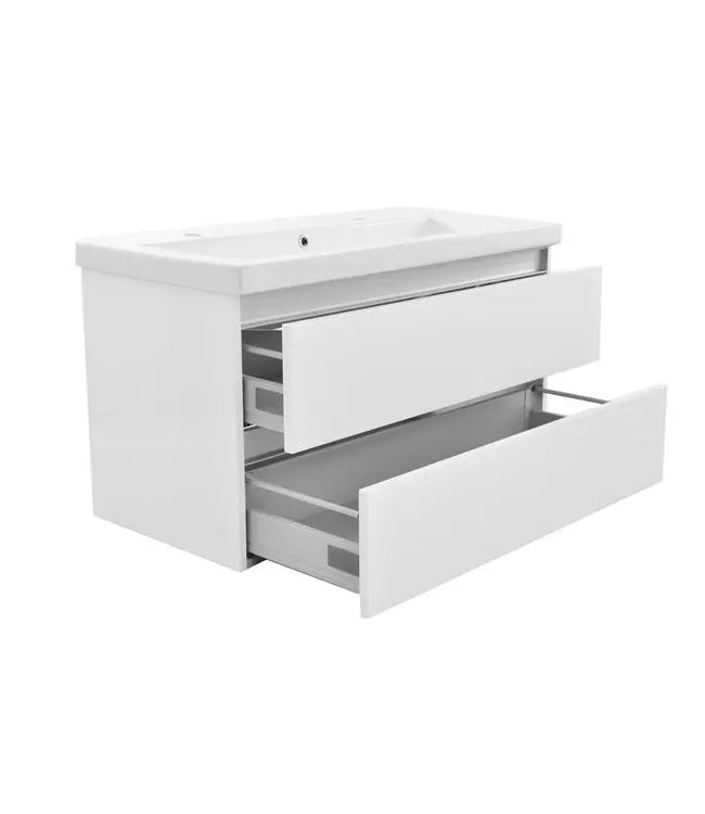 Wiesbaden Wastafelonderkast 100cm Glans Wit⎢Wiesbaden Vision⎢onderkast met 2 laden - 38.3902