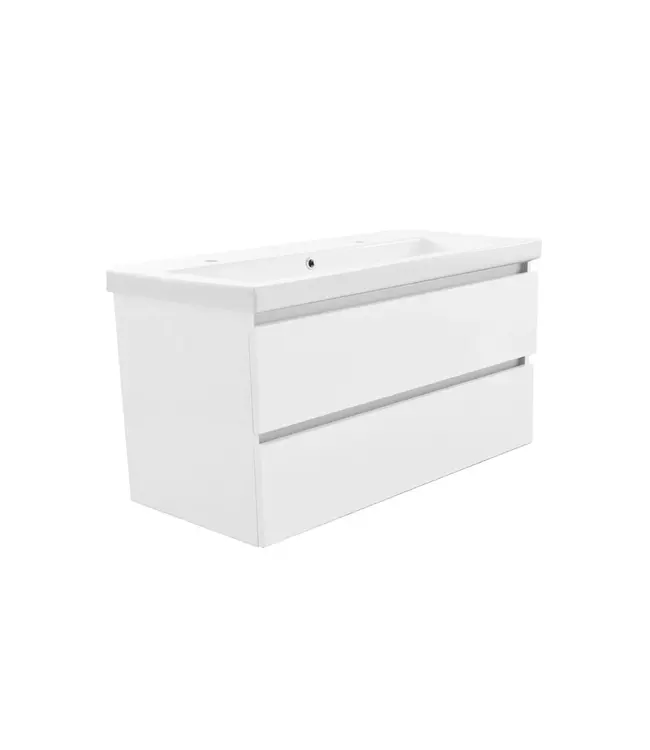Wiesbaden Wastafelonderkast 100cm Glans Wit⎢Wiesbaden Vision⎢onderkast met 2 laden - 38.3902