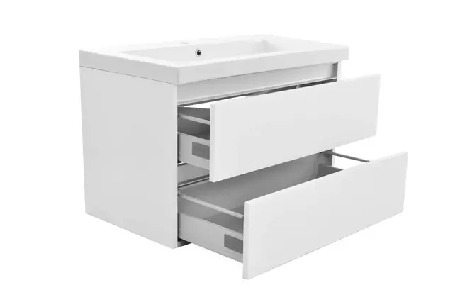 Wastafelonderkast 80cm Glans Wit⎢Wiesbaden Vision⎢onderkast met 2 laden - 38.3901