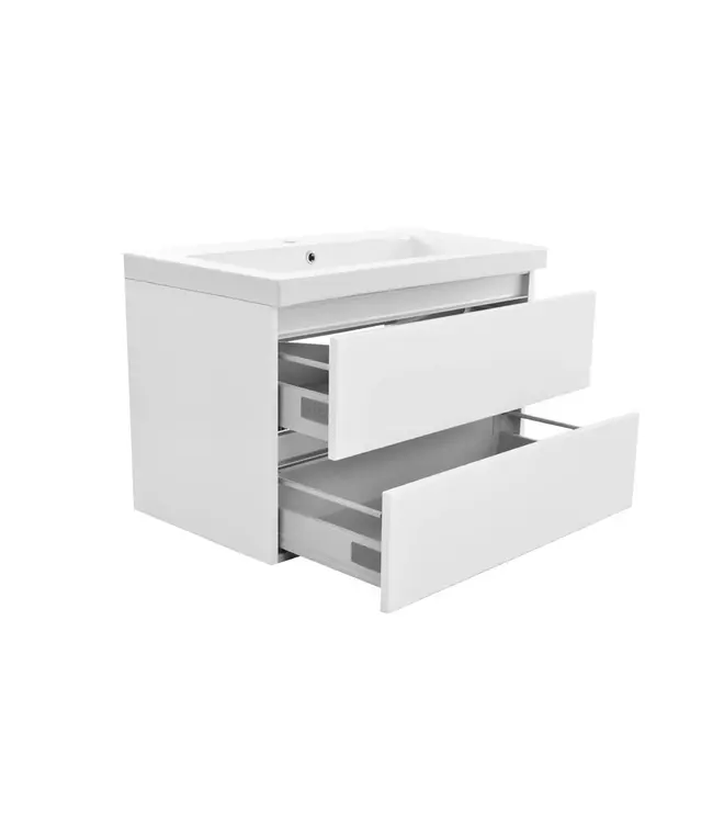 Wastafelonderkast 80cm Glans Wit⎢Wiesbaden Vision⎢onderkast met 2 laden - 38.3901
