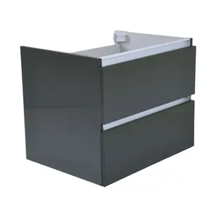 Wastafelonderkast 60cm Glans Grijs⎢Wiesbaden Vision⎢onderkast met 2 laden - 38.3910