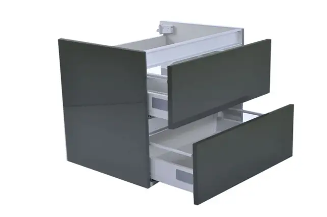Wastafelonderkast 60cm Glans Grijs⎢Wiesbaden Vision⎢onderkast met 2 laden - 38.3910