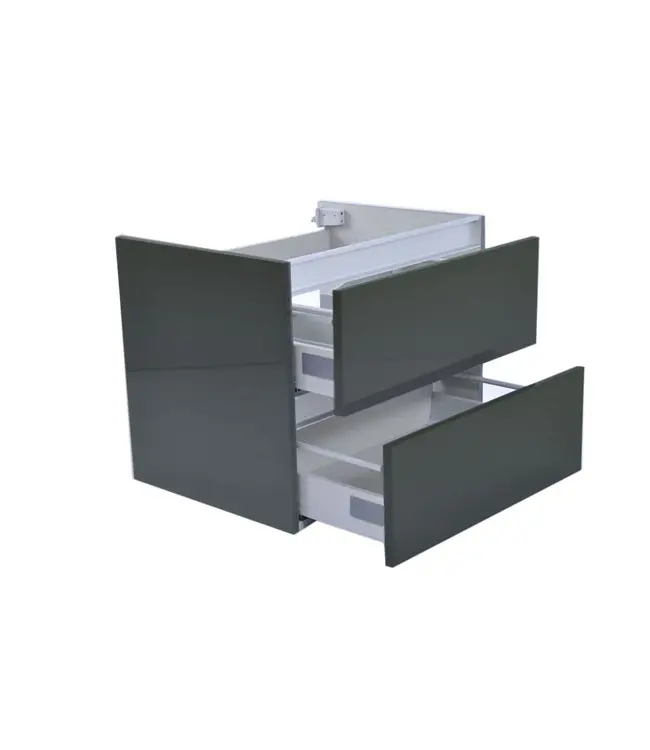 Wiesbaden Wastafelonderkast 60cm Glans Grijs⎢Wiesbaden Vision⎢onderkast met 2 laden - 38.3910