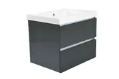 Wastafelonderkast 60cm Glans Grijs⎢Wiesbaden Vision⎢onderkast met 2 laden - 38.3910