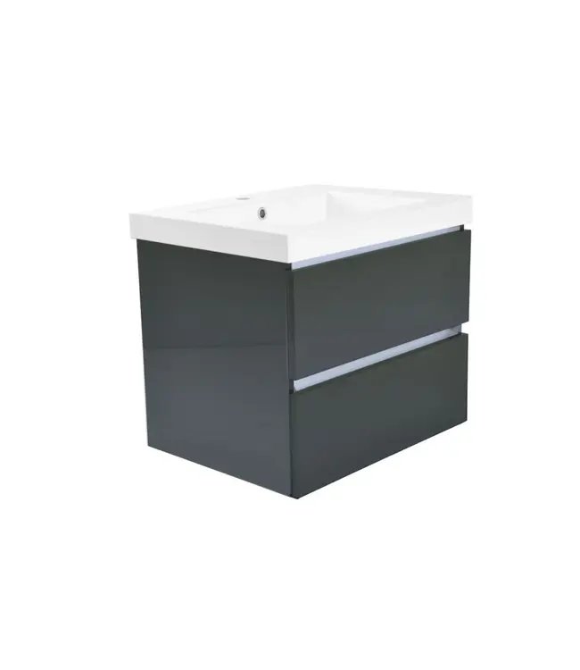 Wiesbaden Wastafelonderkast 60cm Glans Grijs⎢Wiesbaden Vision⎢onderkast met 2 laden - 38.3910