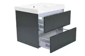 Wastafelonderkast 60cm Glans Grijs⎢Wiesbaden Vision⎢onderkast met 2 laden - 38.3910