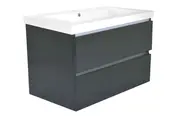 Wastafelonderkast 80cm Glans Grijs⎢Wiesbaden Vision⎢onderkast met 2 laden - 38.3911
