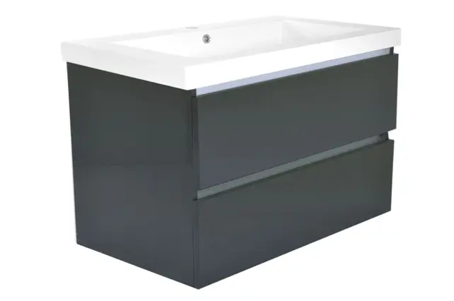 Wastafelonderkast 80cm Glans Grijs⎢Wiesbaden Vision⎢onderkast met 2 laden - 38.3911