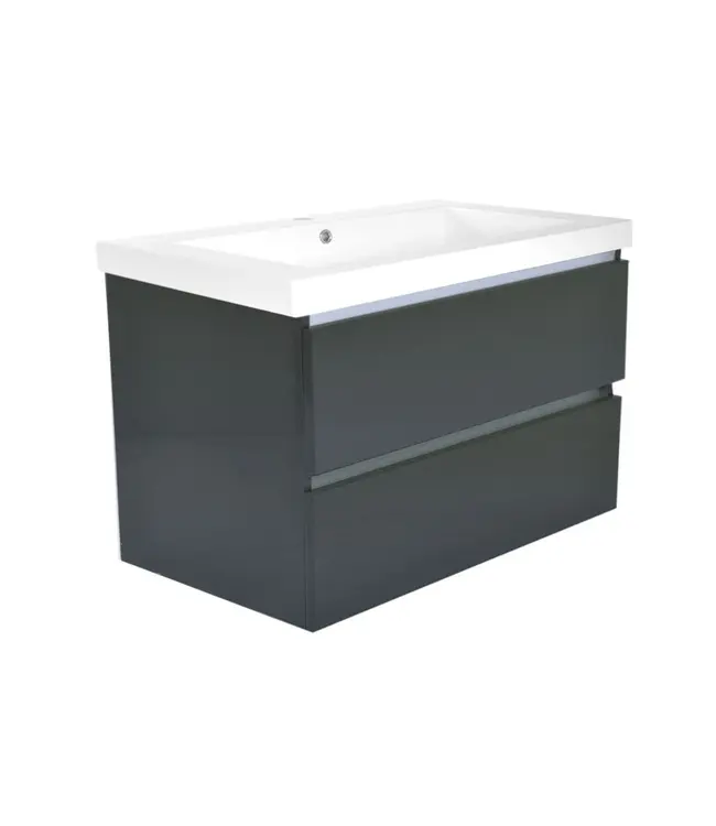 Wastafelonderkast 80cm Glans Grijs⎢Wiesbaden Vision⎢onderkast met 2 laden - 38.3911