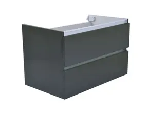 Wastafelonderkast 80cm Glans Grijs⎢Wiesbaden Vision⎢onderkast met 2 laden - 38.3911