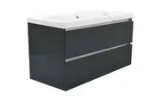 Wastafelonderkast 100cm Glans Grijs⎢Wiesbaden Vision⎢onderkast met 2 laden - 38.3912 Wastafelonderkast 100cm Glans Grijs⎢Wiesbaden Vision⎢onderkast met 2 laden - 38.3912