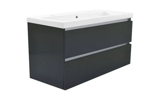 Wastafelonderkast 100cm Glans Grijs⎢Wiesbaden Vision⎢onderkast met 2 laden - 38.3912 Wastafelonderkast 100cm Glans Grijs⎢Wiesbaden Vision⎢onderkast met 2 laden - 38.3912