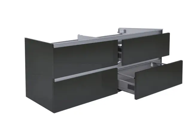 Wastafelonderkast 120cm Glans Grijs⎢Wiesbaden Vision⎢onderkast met 4 laden - 38.3913