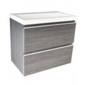 Ondiep Wastafelonderkast 60cm Houtnerf Grijs⎢Wiesbaden Shall⎢Onderkast met 2 laden - 38.4022