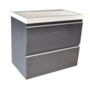 Ondiep Wastafelonderkast 60cm Grafietrijs⎢Wiesbaden Shall⎢Onderkast met 2 laden - 38.4021