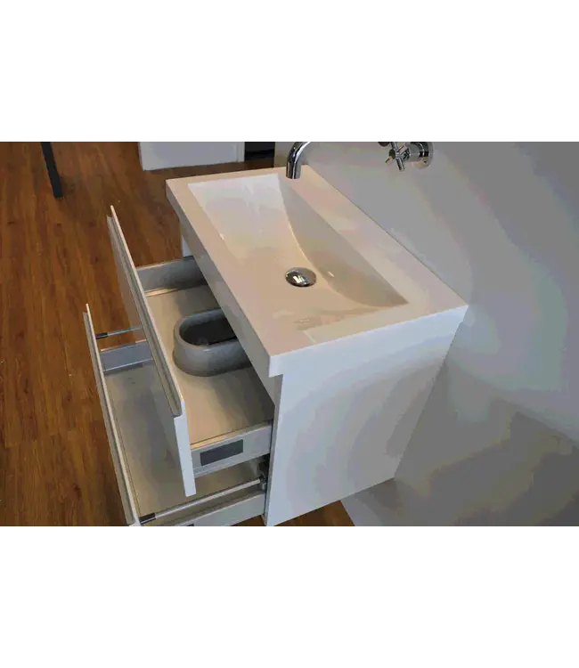 Wiesbaden Ondiep Wastafelonderkast 80cm Glans Wit⎢Wiesbaden Shall⎢Onderkast met 2 laden - 38.4030