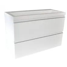 Ondiep Wastafelonderkast 80cm Glans Wit⎢Wiesbaden Shall⎢Onderkast met 2 laden - 38.4030