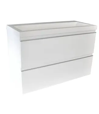 Wiesbaden Ondiep Wastafelonderkast 80cm Glans Wit⎢Wiesbaden Shall⎢Onderkast met 2 laden - 38.4030