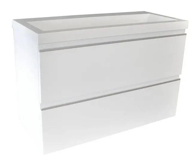 Ondiep Wastafelonderkast 80cm Glans Wit⎢Wiesbaden Shall⎢Onderkast met 2 laden - 38.4030