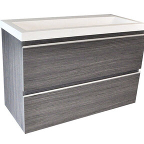 Ondiep Wastafelonderkast 80cm Houtnerf Grijs⎢Wiesbaden Shall⎢Onderkast met 2 laden - 38.4032