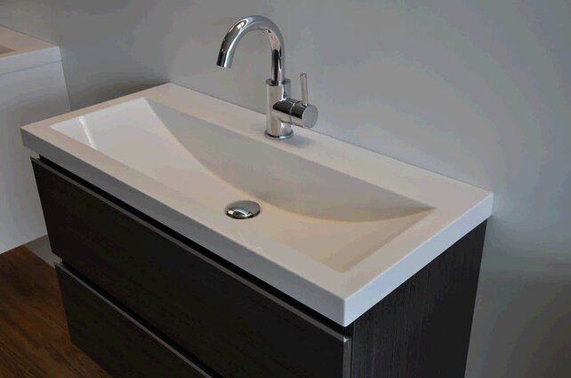 Ondiep Wastafelonderkast 80cm Houtnerf Grijs⎢Wiesbaden Shall⎢Onderkast met 2 laden - 38.4032