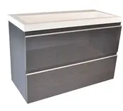 Ondiep Wastafelonderkast 80cm Grafietgrijs⎢Wiesbaden Shall⎢Onderkast met 2 laden - 38.4032