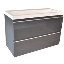 Ondiep Wastafelonderkast 80cm Grafietgrijs⎢Wiesbaden Shall⎢Onderkast met 2 laden - 38.4032