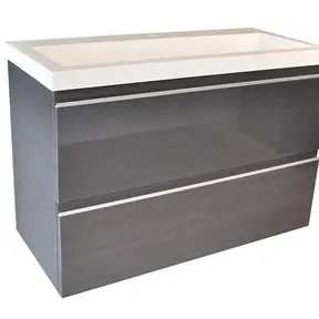 Ondiep Wastafelonderkast 80cm Grafietgrijs⎢Wiesbaden Shall⎢Onderkast met 2 laden - 38.4032