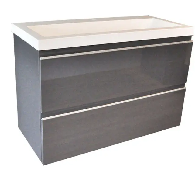 Ondiep Wastafelonderkast 80cm Grafietgrijs⎢Wiesbaden Shall⎢Onderkast met 2 laden - 38.4032