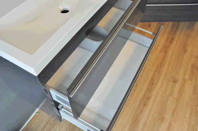 Ondiep Wastafelonderkast 80cm Grafietgrijs⎢Wiesbaden Shall⎢Onderkast met 2 laden - 38.4032