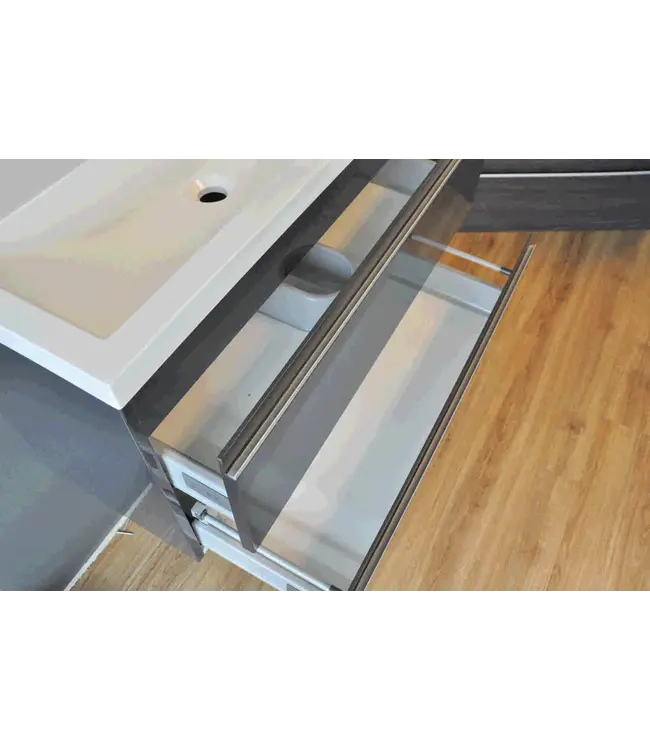 Ondiep Wastafelonderkast 80cm Grafietgrijs⎢Wiesbaden Shall⎢Onderkast met 2 laden - 38.4032